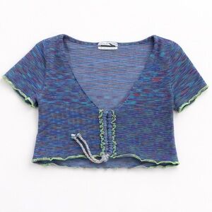 Urban Outfitters Teal Blue Y2K Knit Cropped Top